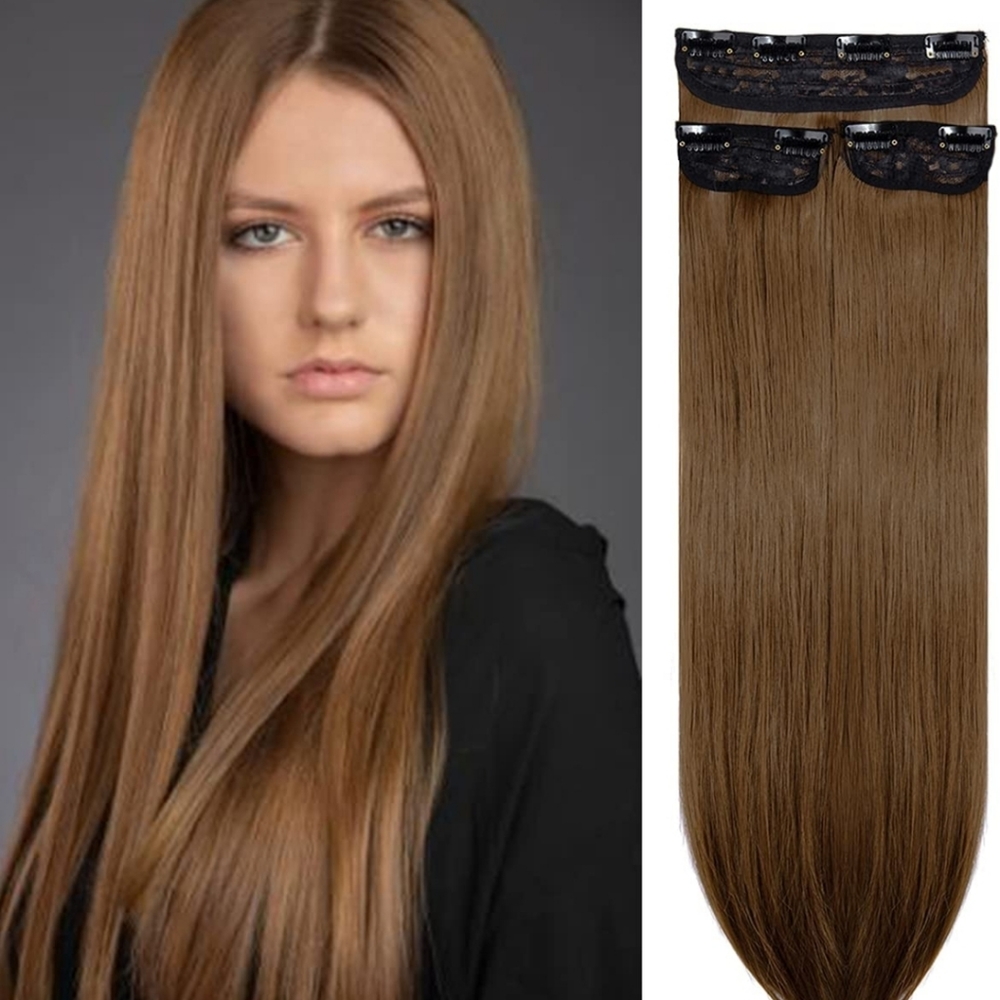 Hair Extensions curly long clip on Chestnut brown - Picture 8 of 8